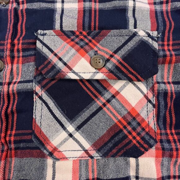 MNML Plaid Flannel Shirt Mens Small Double Pockets Button Up Outdoor Stretch - Picture 4 of 13